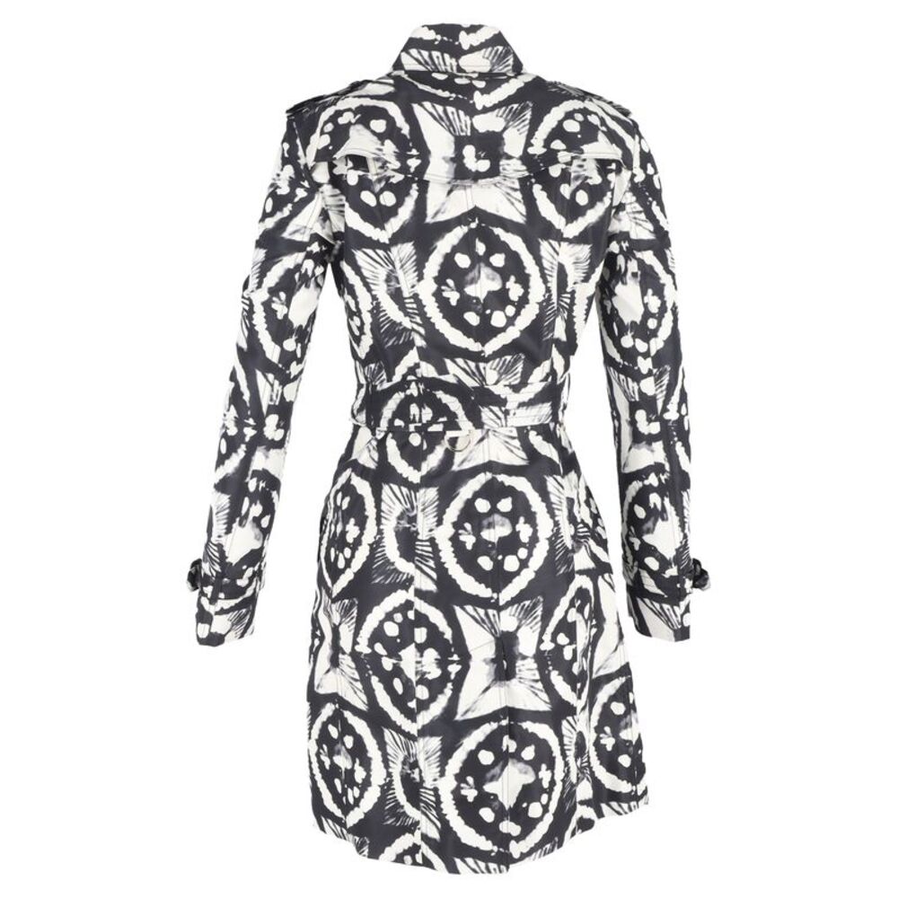 Burberry Tie-Dye Double-Breasted Trench Coat in Black and White Silk - Picture 3 of 6